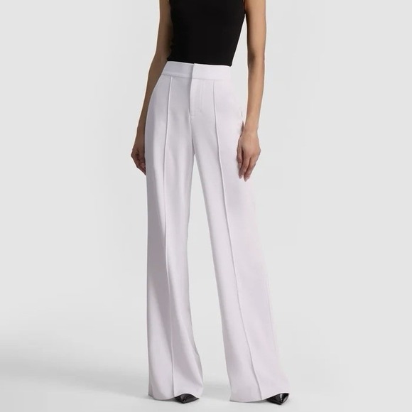 Alice + Olivia Pants - Alice + Olivia White Wide-Leg Trousers